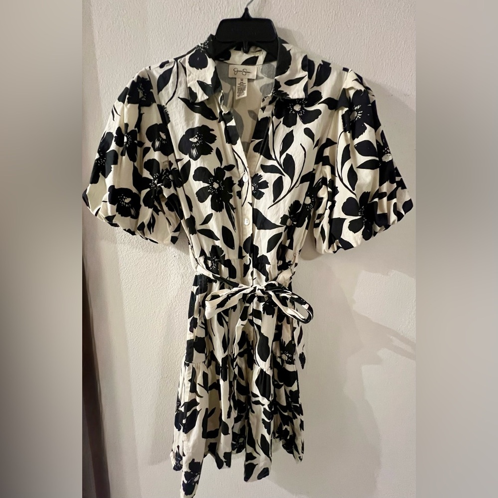 Floral Black and White Dress